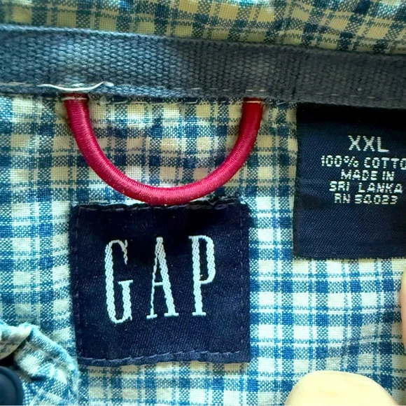 Vintage 2002 Gap Men’s Blue/White Plaid Short Sleeve Button Down Shirt Size XXL - Picture 6 of 8